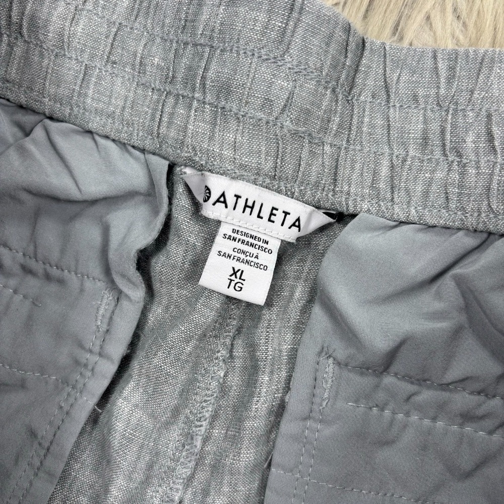 Athleta Women's XL Gray Retreat Linen High Rise Wide Leg Pant Resort Beach Boho - Picture 4 of 8
